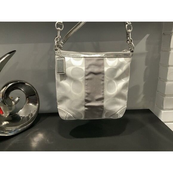Silver & Grey Coach Signature Purse No. A1067-F13278 - Picture 1 of 6